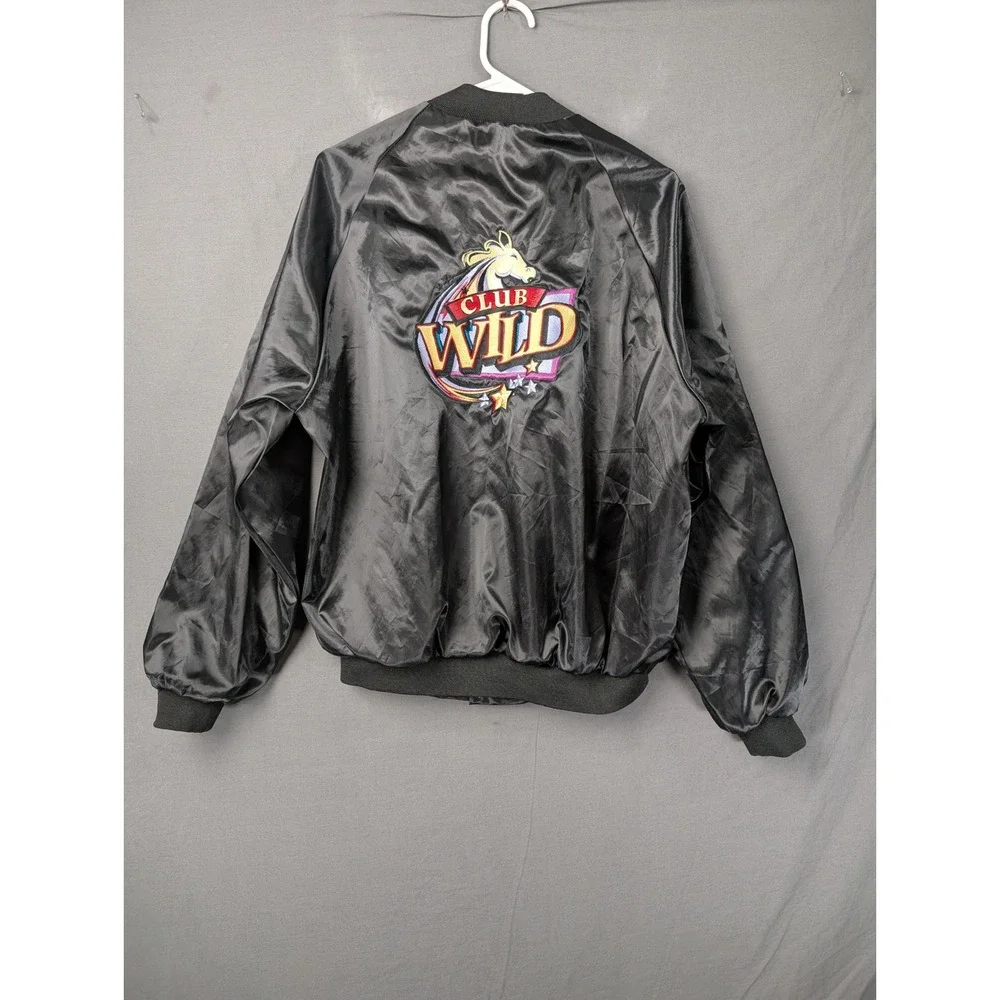 Westark USA Club Wild Satin Bomber Jacket Mens Large Black Vintage Made in USA